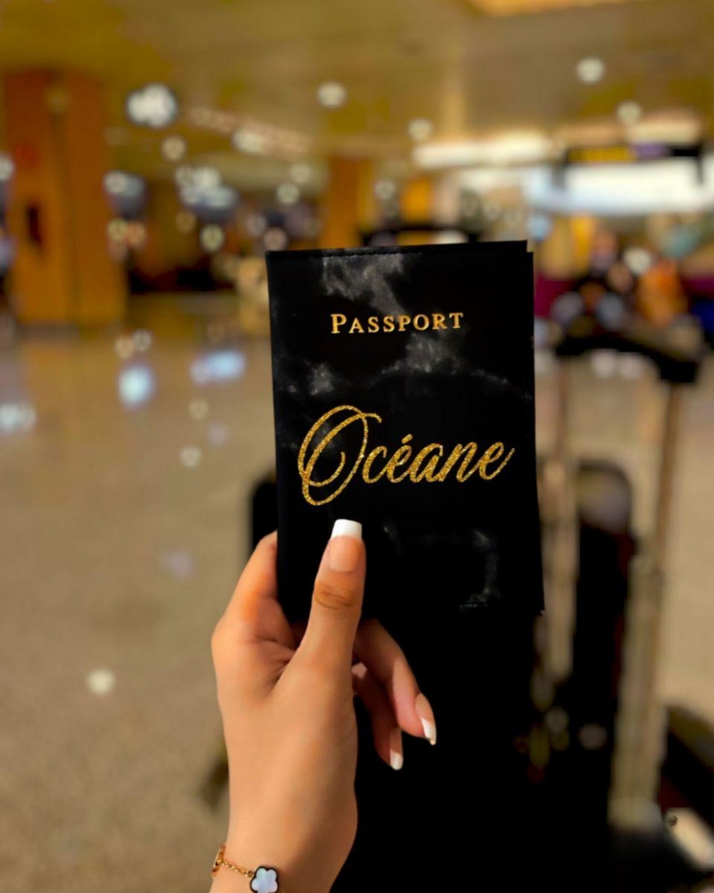Protège passeport personnalisé Noir